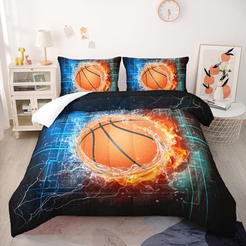 Nttopship Basketball Boys 3-Piece Comforter Set