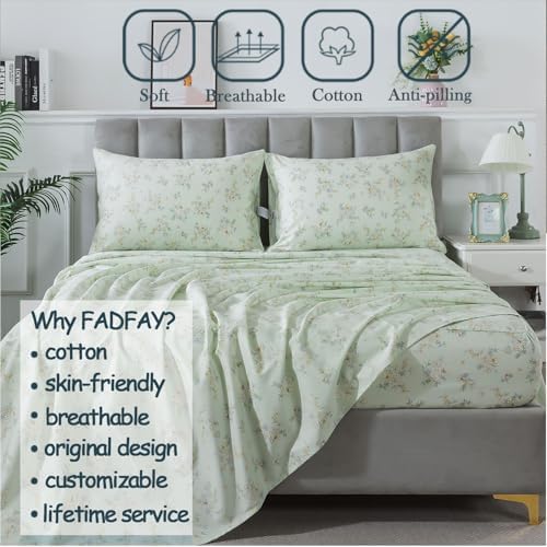 FADFAY Twin XL Floral Bed Sheet Set 4Pc