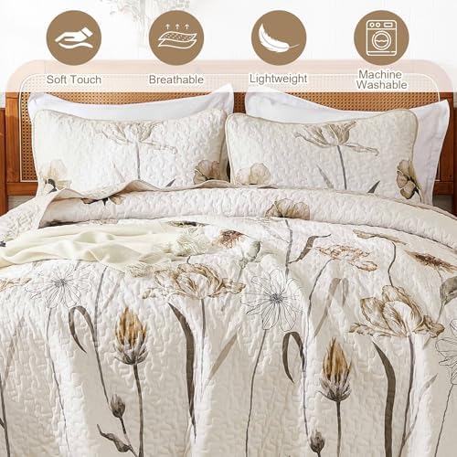 WONGS BEDDING Floral King Quilt Set 3 Piece