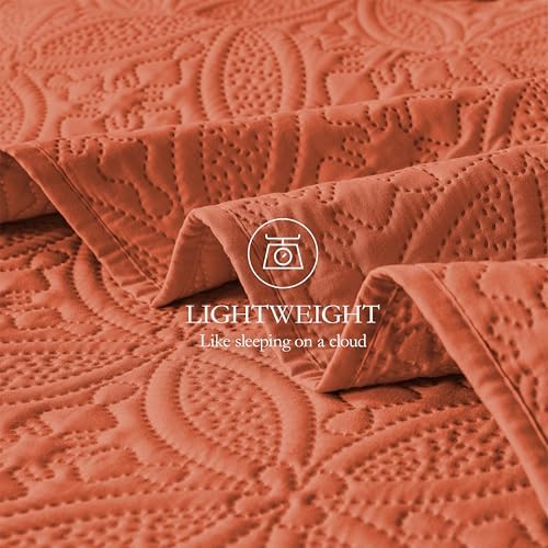 WURUIBO Quilt Set - Burnt Orange Microfiber
