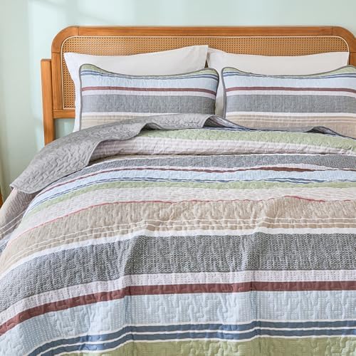 Dintszyayue King Size Quilt Set Sage Grey 3 Pieces 1