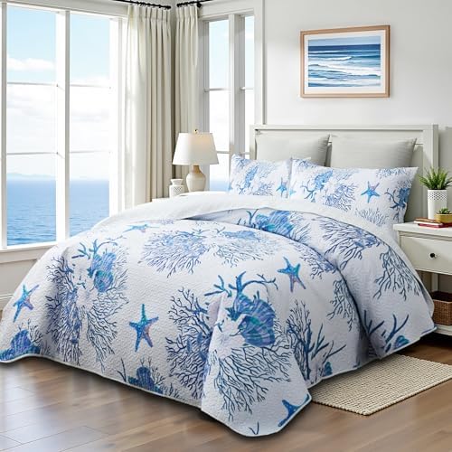 Weesire Coastal King Quilt Set with 2 Shams