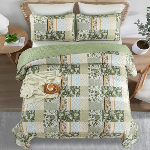 WONGS BEDDING Green Quilt Set King Size 3 Piece 1