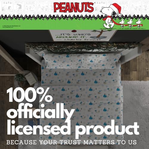 Franco Peanuts Snoopy Puffer Flannel Sheet Set King
