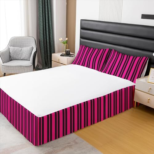 Feelyou Black Stripe Bed Skirt Twin Size with 15 Inch Drop