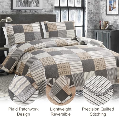 Jessy Home Plaid Quilt Set Queen Size