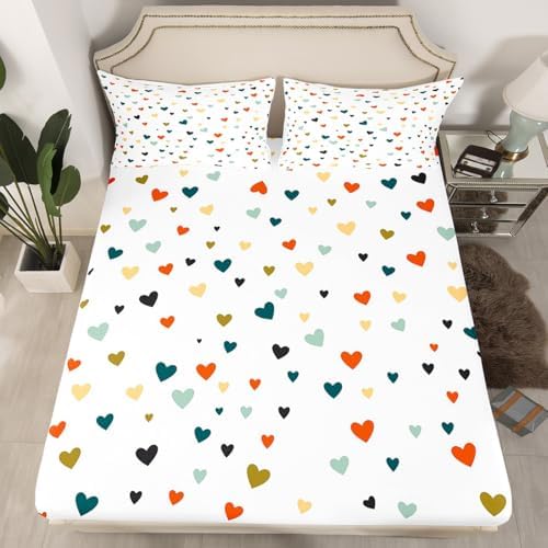 Feelyou Heart Bed Sheet Set King Size for Kids