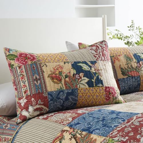 VISIMISI Cotton Patchwork Quilt Set 3 Pieces Reversible King Size