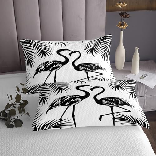 Erosebridal Flamingo Bedspread Set King Size Black and White