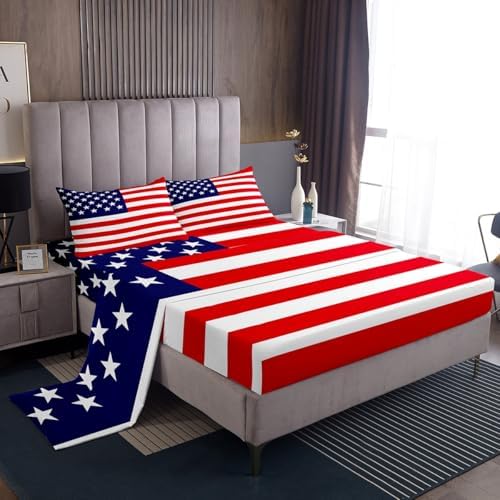 Feelyou 3D Printed American Flag King Sheet Set