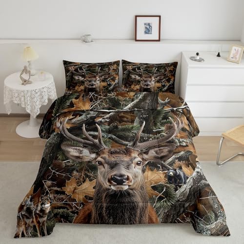 Erosebridal Queen Elk Comforter Set with Camo Pillow Cases