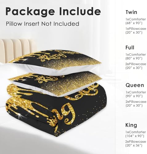 Pamnest Comforter Set King Size 3 Pcs Black Gold