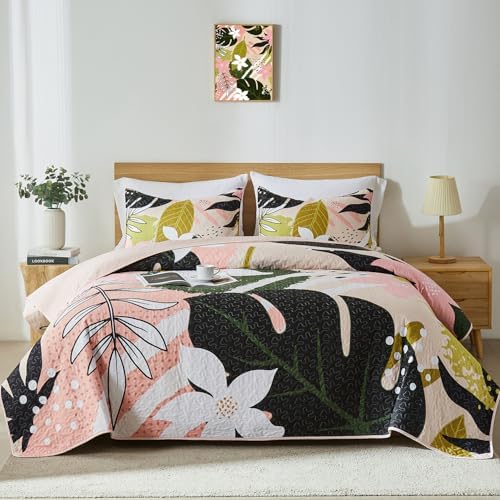 Yogeneg King Quilt Bedding Set Elegant Botanical Pattern