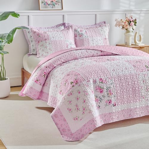 UOZZI Patchwork Quilt Set Queen Size 3 Pieces