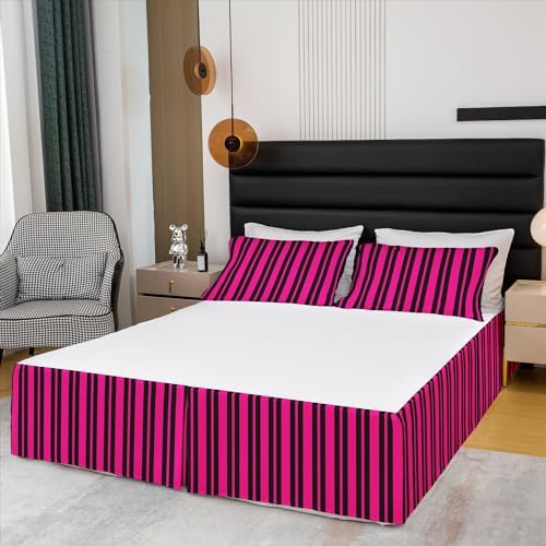 Feelyou Black Stripe Bed Skirt Twin Size with 15 Inch Drop