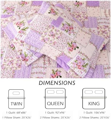 Cmfshape Reversible Lilac Floral Quilt Set