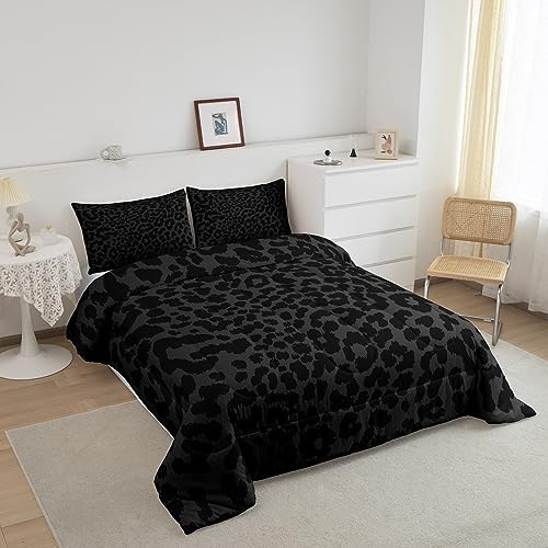 Manfei Leopard Print Comforter Set Queen Size 1