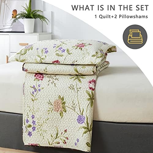 Jarson Floral Quilt Set Twin Size 3Pcs Reversible