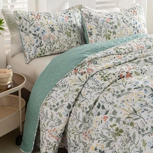 BUPIRD Floral Quilt Set King 3 Pieces