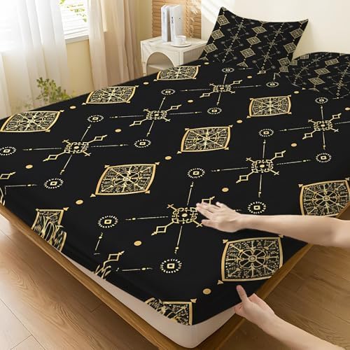 Twin Fitted Sheet Set with 16 Deep Pocket and 2 Pillowcases