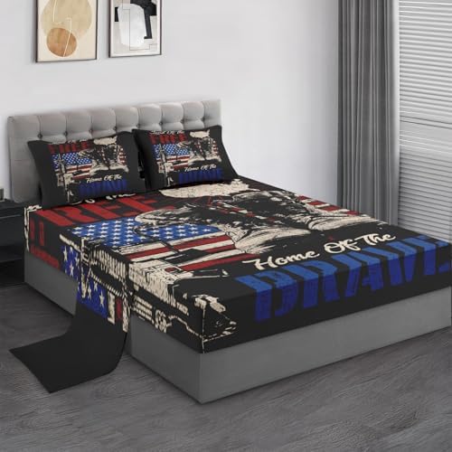 Pamnest King Size Bed Sheet Set with American Flag Design 1