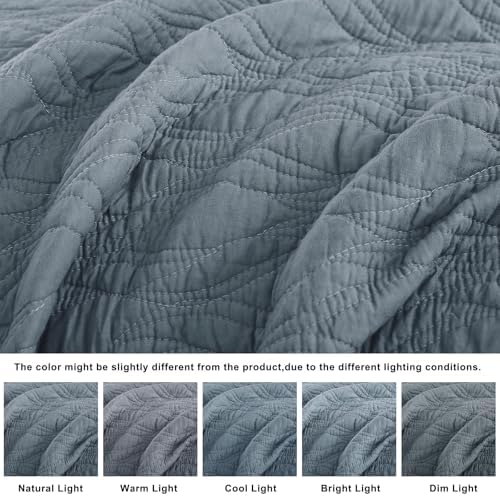 Palassio Blue Cotton Quilt Twin Set with Pillow Sham