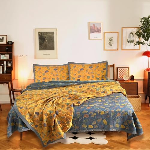 Bifqioy 3 Piece Ginkgo Quilt Set Queen Size