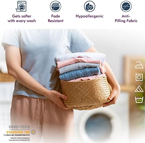 XOOX Linen California King Sheets Set - 4 PC 100 Cotton 500 TC