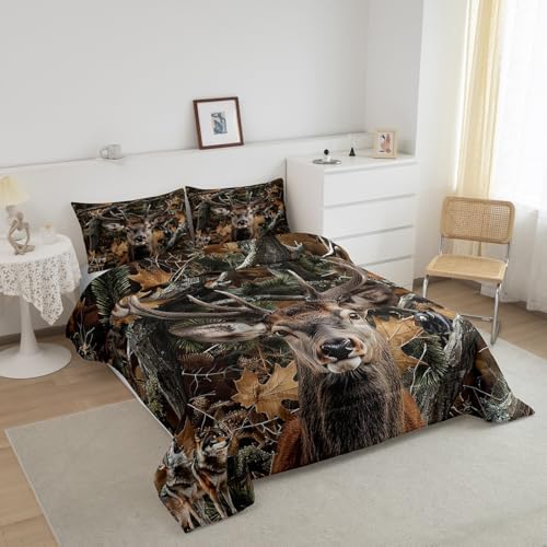 Erosebridal Queen Elk Comforter Set with Camo Pillow Cases