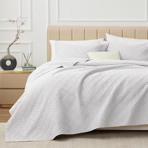 EXQ Home Quilt Set King Size White 3 Piece