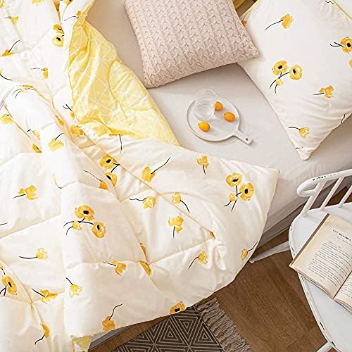 Bedorm Yellow Floral Comforter Set Twin Size