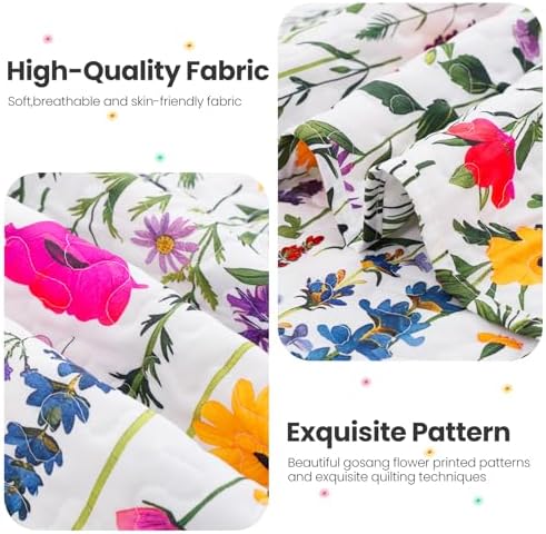 ROMROL King Size Floral Quilt Set 3 Piece