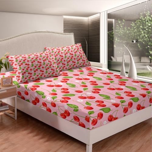 Jejeloiu Cherry Sheet Set King Size