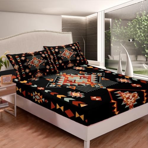 Feelyou Geometric King Size Sheet Set 4Pcs