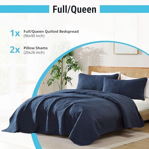 HLCME Lorenzo 3 Piece Quilt Set Navy Blue