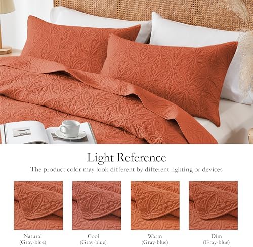 WURUIBO Quilt Set - Burnt Orange Microfiber