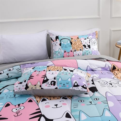 A Nice Night - Kids Boys Cartoon Cats Bedding Set 5Pcs