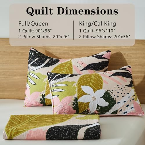Yogeneg King Quilt Bedding Set Elegant Botanical Pattern