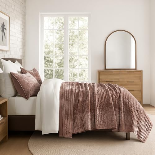 Evergrace Velvet Quilt Set King Size with Terracotta Clay