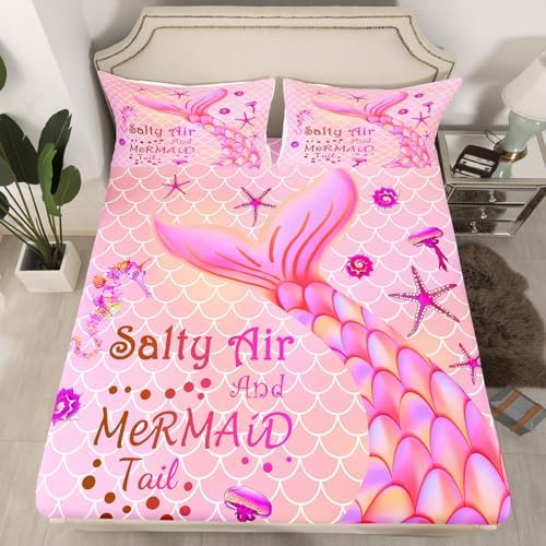 Pink Mermaid Sheet Set King Size Comfortable