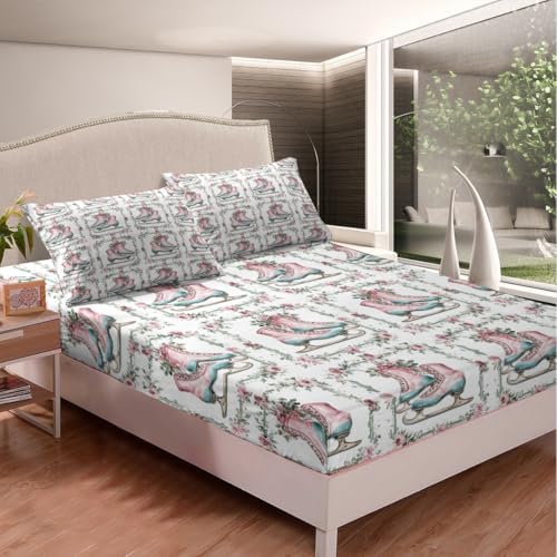 Manfei Ice Skates Fitted Sheet Set Twin Size 1