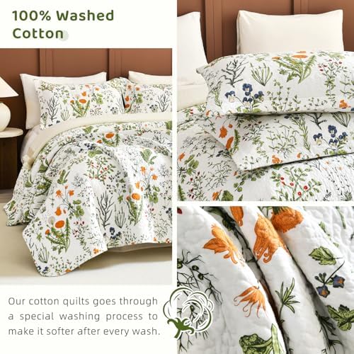 Sanracie Cotton Floral King Quilt Set Yello