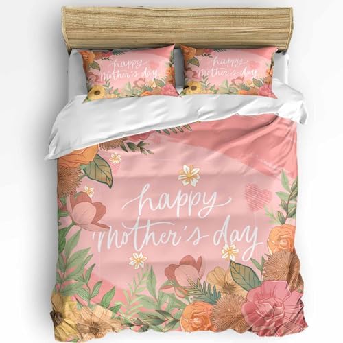 ZOE GARDEN Retro Sunflowers Floral Pink Duvet Cover Set
