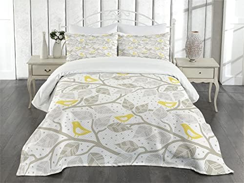 Lunarable Grey Bedspread Set Queen Size 3 Piece