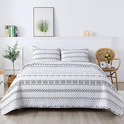 Andency White Boho Quilt Set California King 3Pcs