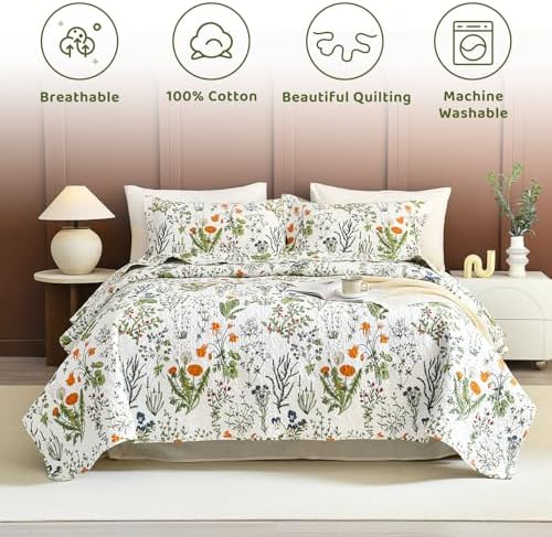 Sanracie Cotton Floral King Quilt Set Yello