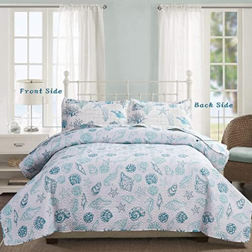 Junsey 3Pcs Ocean Theme Twin Quilt Set
