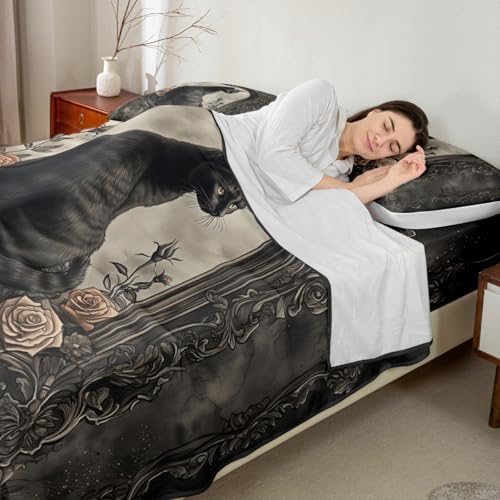 Manfei Black Cat Kids Sheet Twin Set