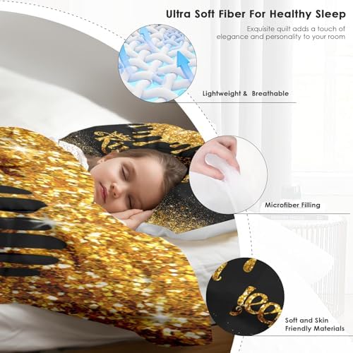 Pamnest Comforter Set King Size 3 Pcs Black Gold