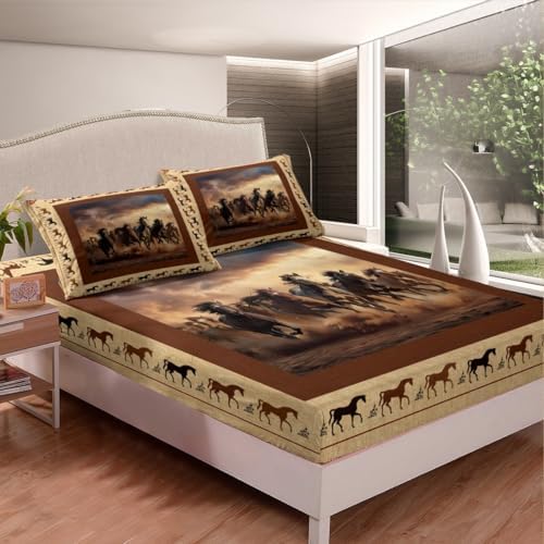 Feelyou King Size Horse Bed Sheet Set with Deep Pockets
